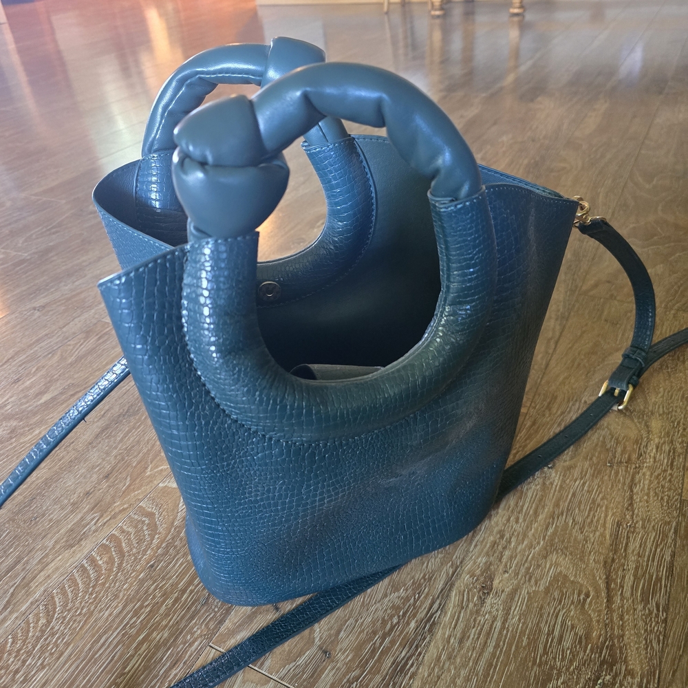 Anthropologie Green Faux Leather Tote Bag